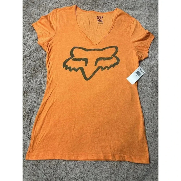 Fox Racing Women’s Wrath V-Neck Tee Short Sleeve T-Shirt Orange Top - Picture 9 of 16